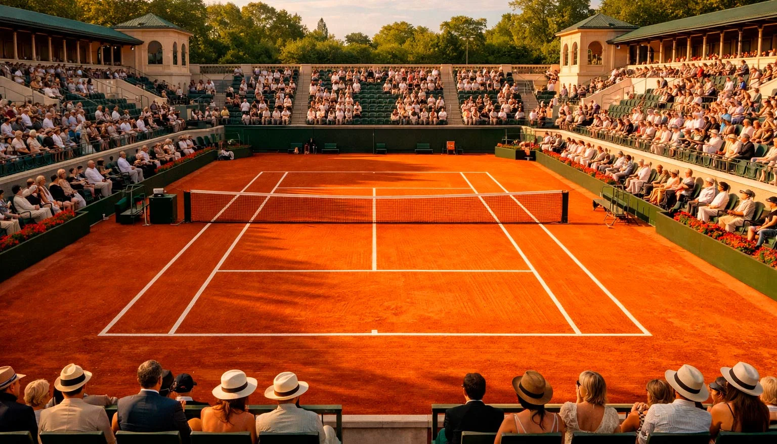 Court Philippe-Chatrier de Roland-Garros avec terre battue orange
