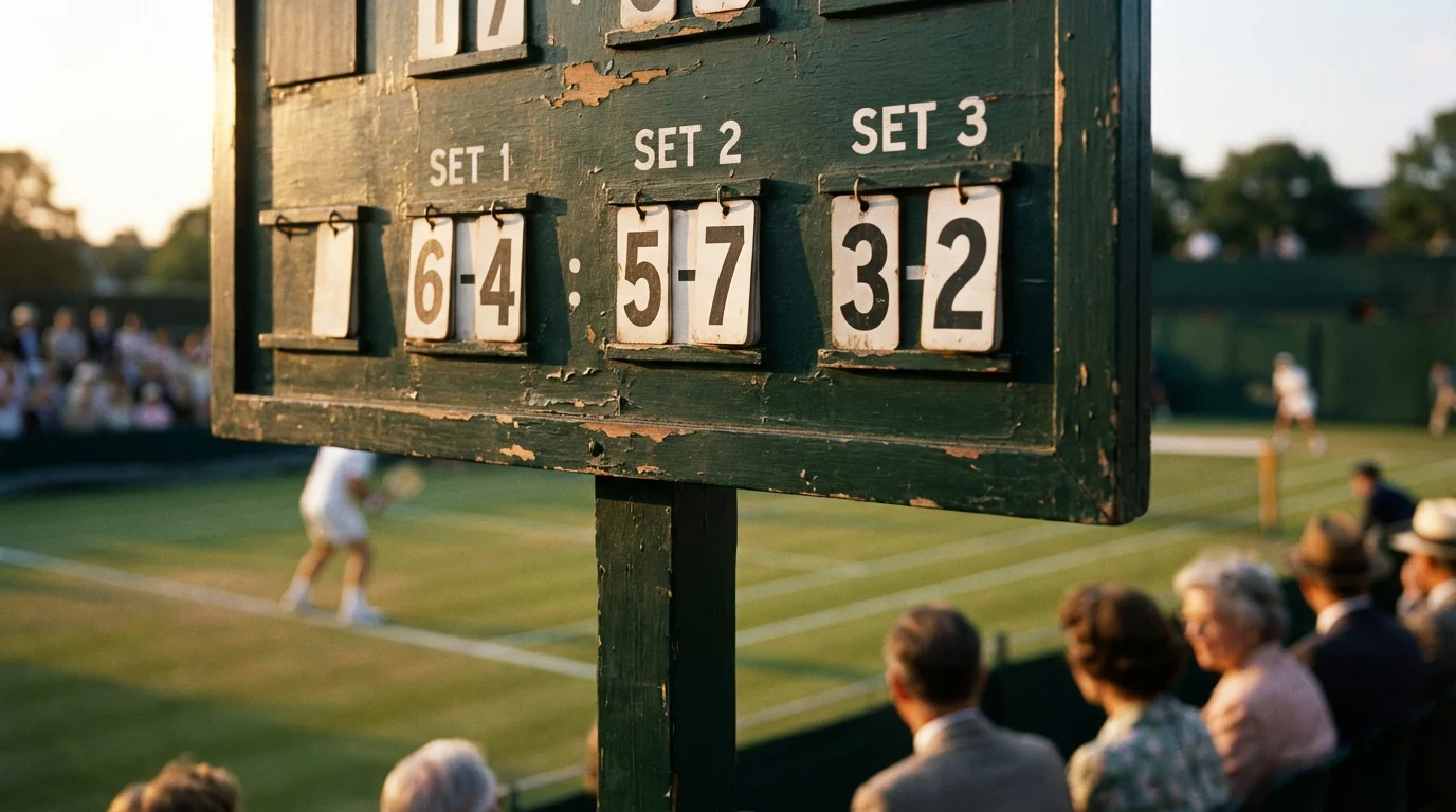 Tableau d'affichage des scores sur un court de tennis lors d'un tournoi